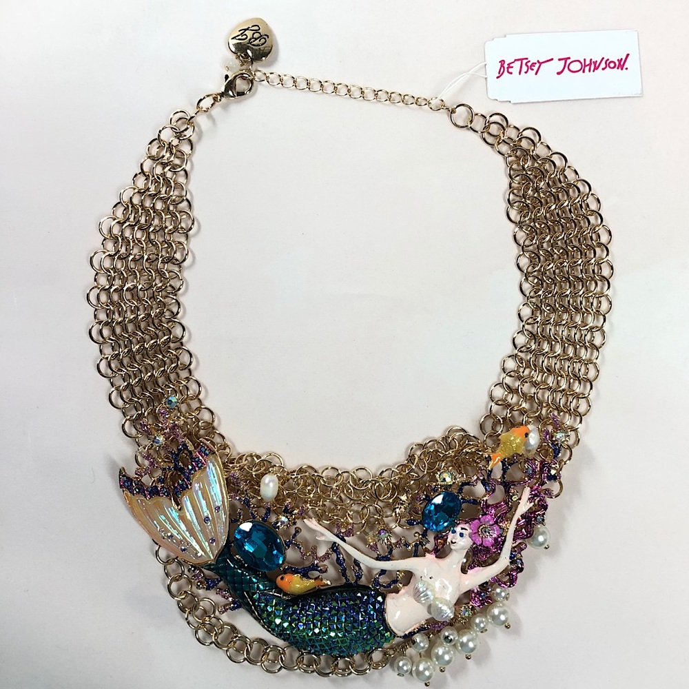NWT Betsey Johnson Mermaid Statement Necklace